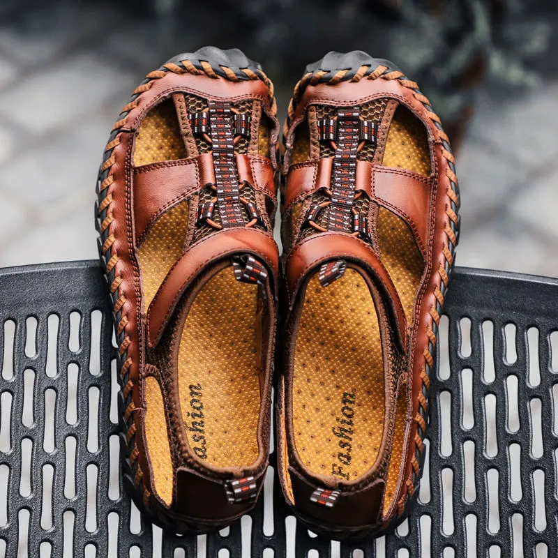 Slippers Cungel Men Sandals أصلية من الجلد المصنوعة من الجلد الصيف الصيفي أحذية عرضية رومانية رومانية صندل صندل De Hombre de Cuero 230711