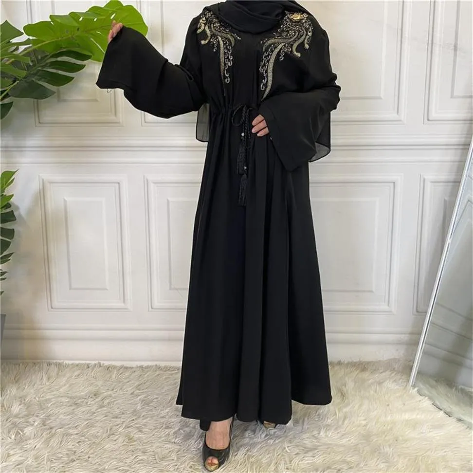 Odzież etniczna Ramadan Eid Mubarak Kaftan Abaya dubaj pakistańska turcja Islam arabski muzułmanin długa sukienka dla kobiet szata Longue Femme2362