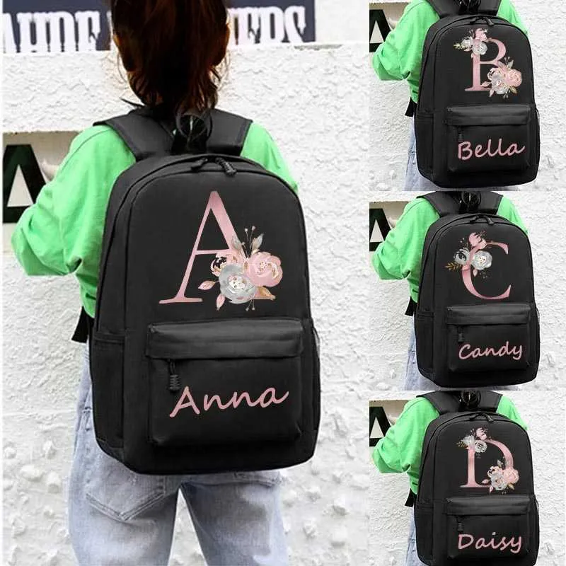 Plecaki spersonalizowane torby szkolne dla dziewcząt niestandardowy list z nadrukiem imienia plecak przedszkole dzieci tornister nastoletnie dzieci Daypack prezenty G230518