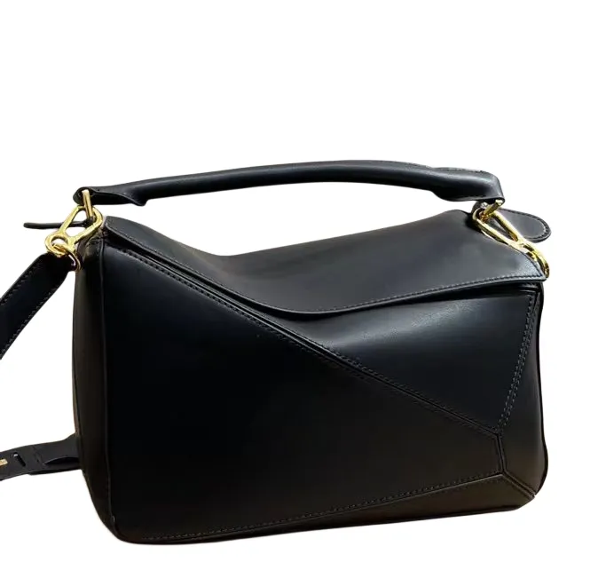 Designer Leather Bucket Bag Contrast Color Patchwork Shoulder Crossbody