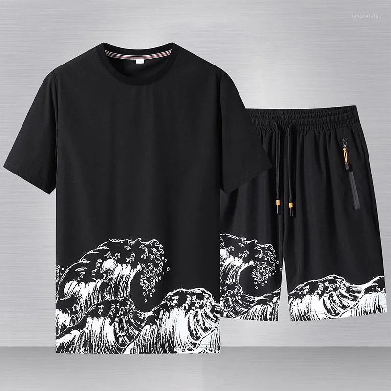 Мужские спортивные костюмы 2023 Шорты для одежды Set Set Summe Casual Frush Harajuku Printed Sport Cust 88% Нейлон Дыхающий негабаритный