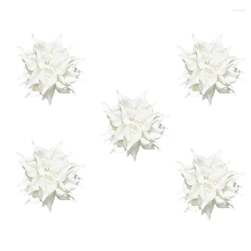 Fleurs décoratives 100 pièces Lys Calla blanc artificiel avec des matériaux en Latex souple pour la décoration de la cuisine à la maison