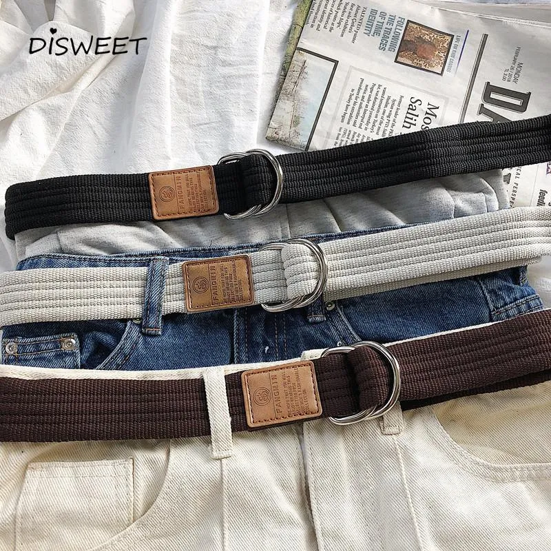 Belts Retro Canvas Solid Casual Belt For Men Korean Simple Dress Man
