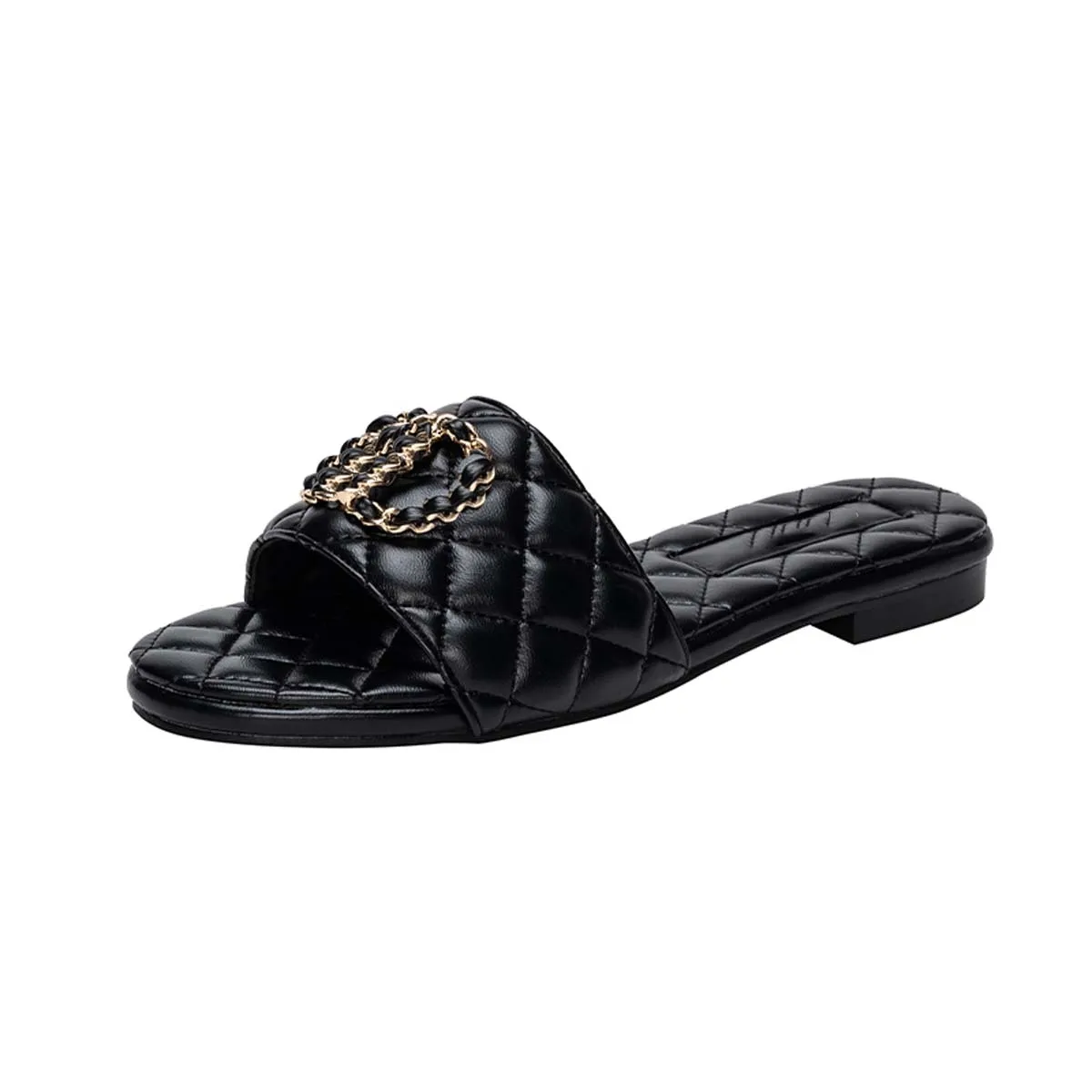 Metallic Slide Sandals Luxury Woman Sandal Brand Flip Flops For Women ...