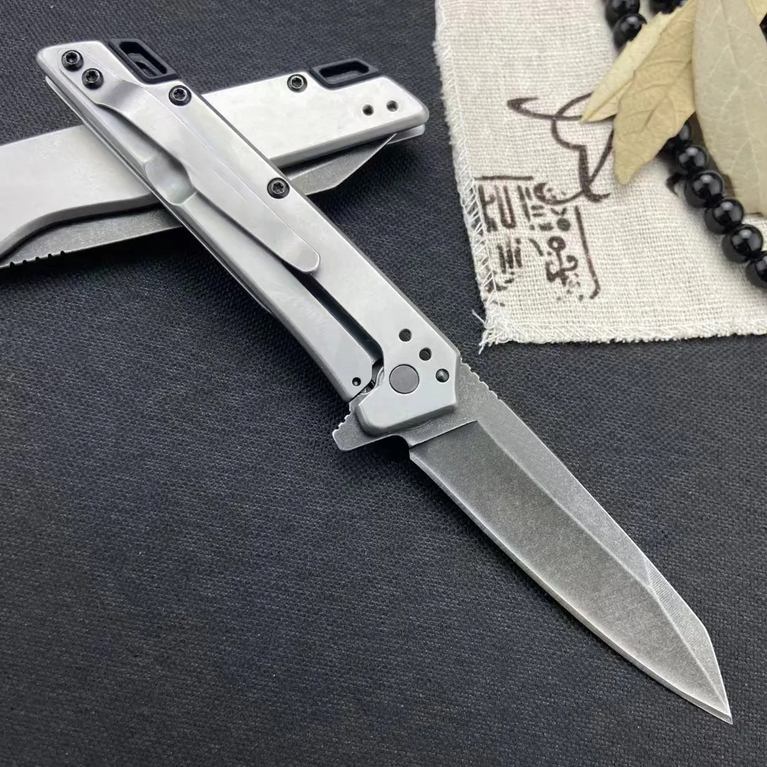 Coltello pieghevole Flipper assistito KS1365 di alta qualità 8Cr13Mov Stone Wash Tanto Blade Manico in lega di alluminio Coltelli tascabili tascabili EDC con scatola al minuto