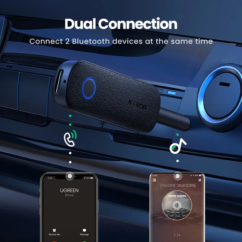 Bluetooth Transmitter Receiver, 2-in-1 Bluetooth AUX Adapter, V5.0  Bluetooth Adapter for TV/Car/Home Stereo/PC, Pairs 2 Devices  Simultaneously, aptX