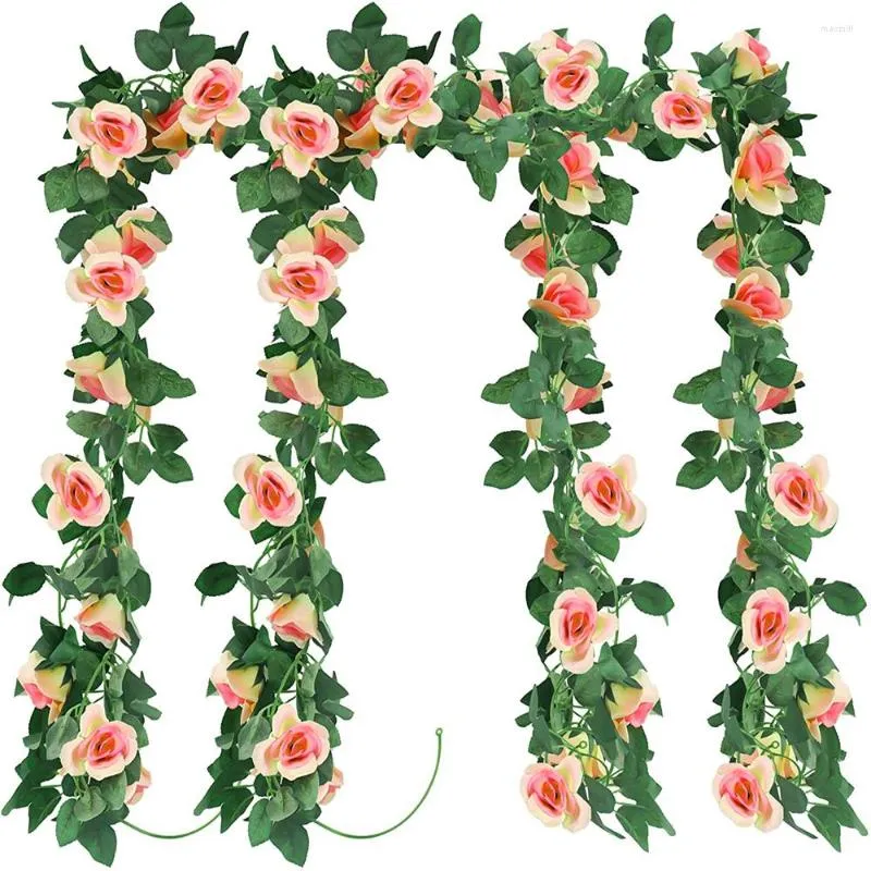 装飾花造花ローズシミュレーションリース籐ファミリーパーティー屋外結婚式の装飾用品 4 個