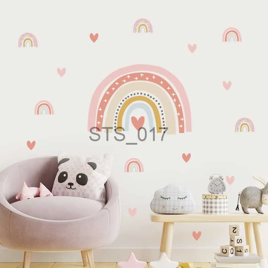 Other Decorative Stickers Boho Pink Sweet Rainbow Hearts Wall Decals Nursery Girls Boys Bedroom Decor Art Sticker Mural Posters Baby Room Home Decoration x0712