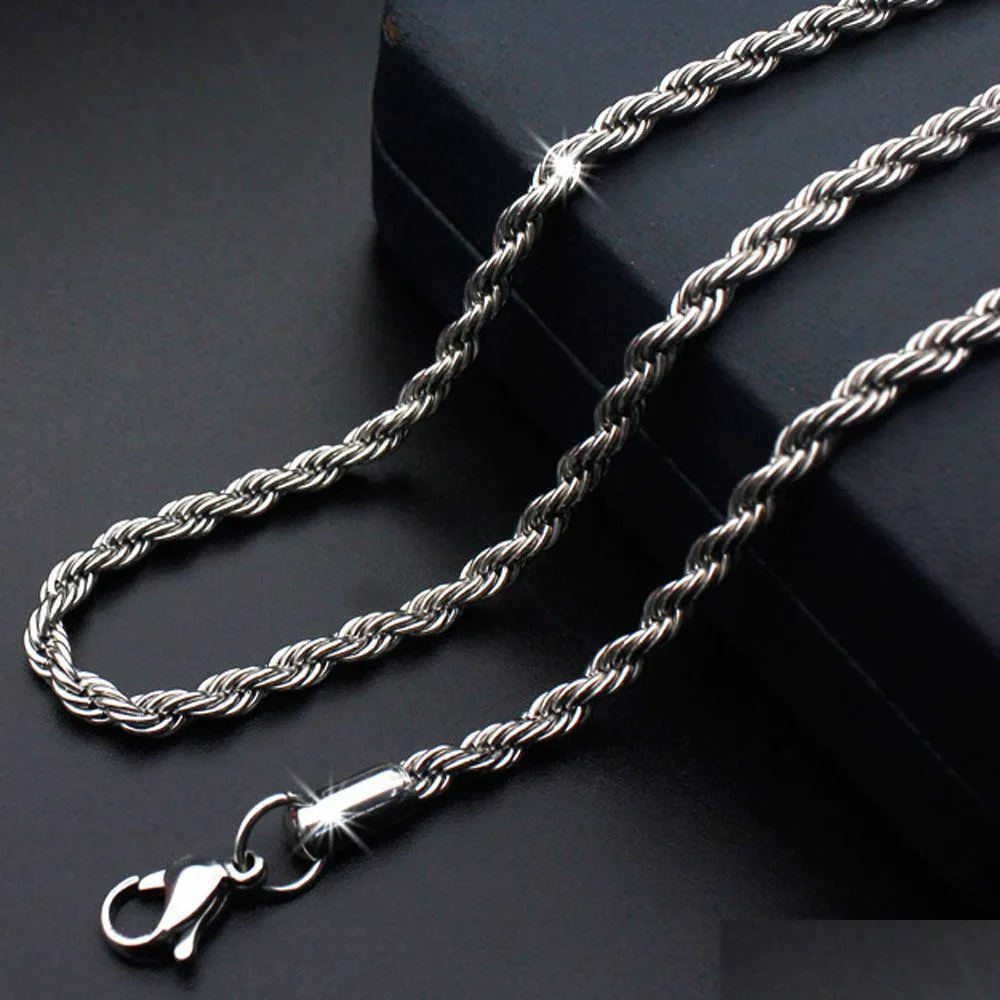 Kedjor Twisted Titanium Stål Halsband Fet Kedje Design Uni Accessory För snygg look Drop Delivery Smycken Halsband Hängen Dhpes