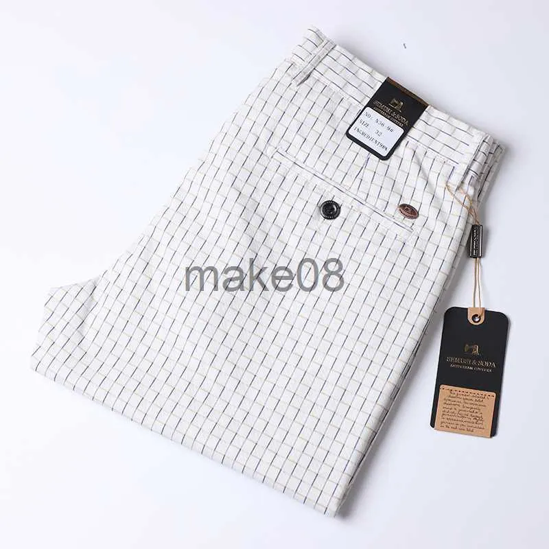 Pantalones de hombre, pantalones finos a cuadros de verano, pantalones rectos ajustados para hombre, ropa de estilo coreano, pantalones de hombre 2022, pantalones de vestir de oficina blancos para hombre J230712