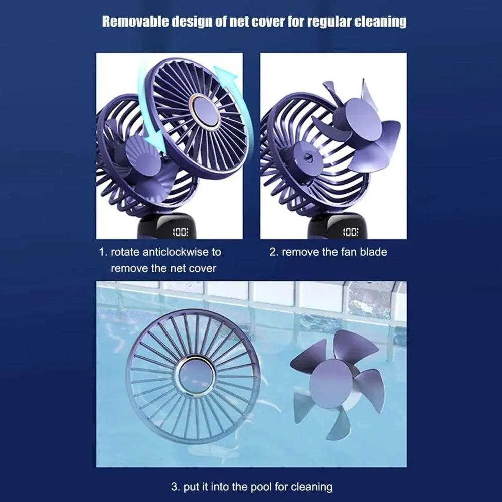 Electric Fans Portable Fan 3000mAh Handheld Fold Office Desktop Multifunctional Folding Electric with Neck Lanyard Outdoor Cooling Fans