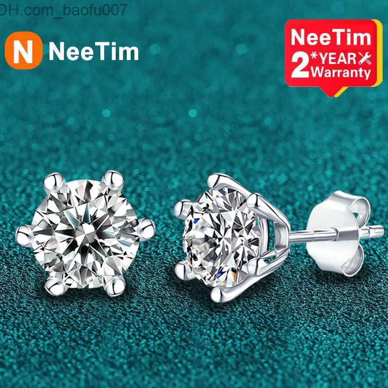 Charme NeeTim D Couleur 0.5 CT 100% Mosonite Boucles d'oreilles Femme Argent 925 Plaqué Or Blanc Bijoux Passer Test Diamant Z230713