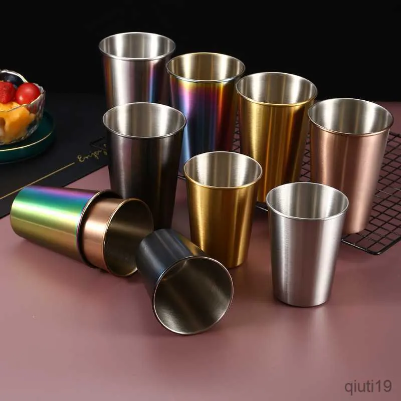 Mokken 230/350/500 ml Rvs Bier Cups Huishoudelijke Kantoor Metalen Water Drankjes Koffie Tumbler Thee Melk mokken Keuken Drinkware R230712