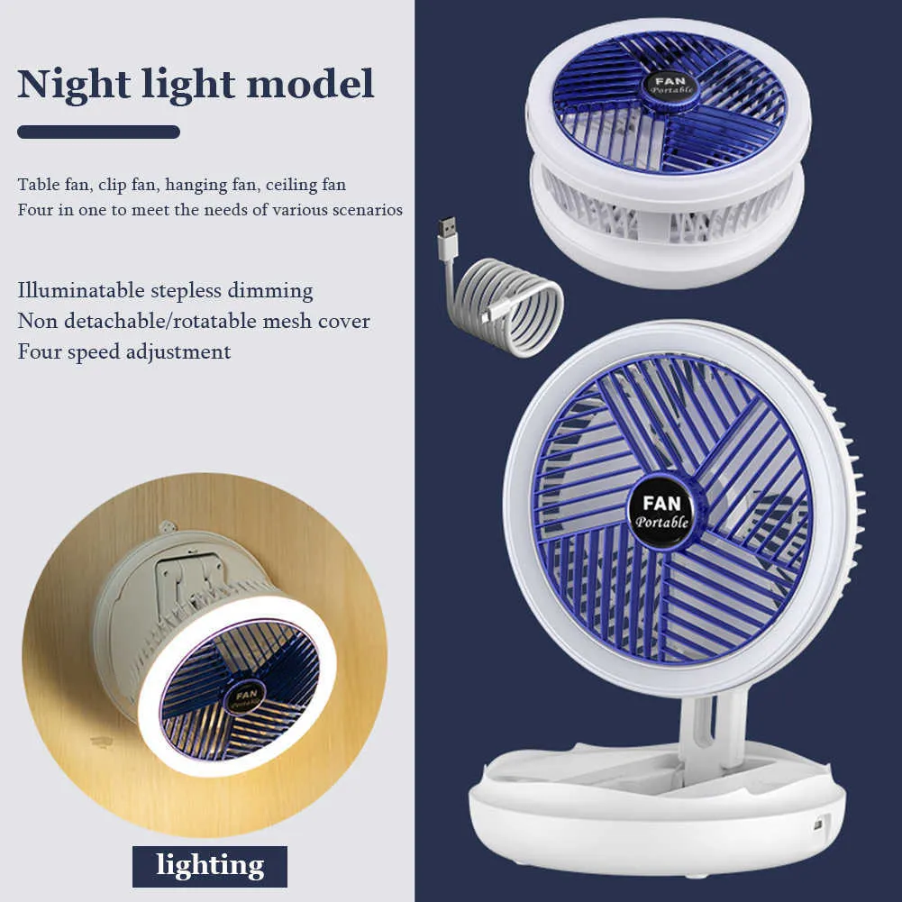 Elektrische Ventilatoren, zusammenklappbar, Tischventilator, Lampe, Klimaanlage, Kühlung, Wandmontage, elektrischer Ventilator, Nachtlampe, Leselicht, Ventilator, 4-Gang-Kühler, Deckenventilator