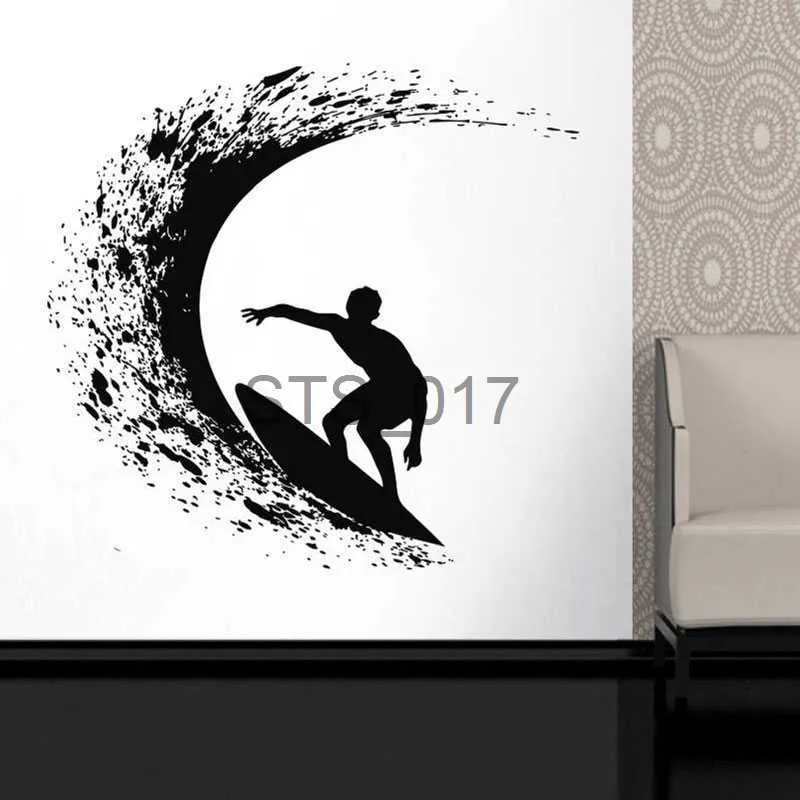 Other Decorative Stickers Surfing Surfer Board Wave Ocean Extreme Sports Wall Sticker Vinyl Home Decor Boys Room Teens Bedroom Decals Mural Poster A521 x0712