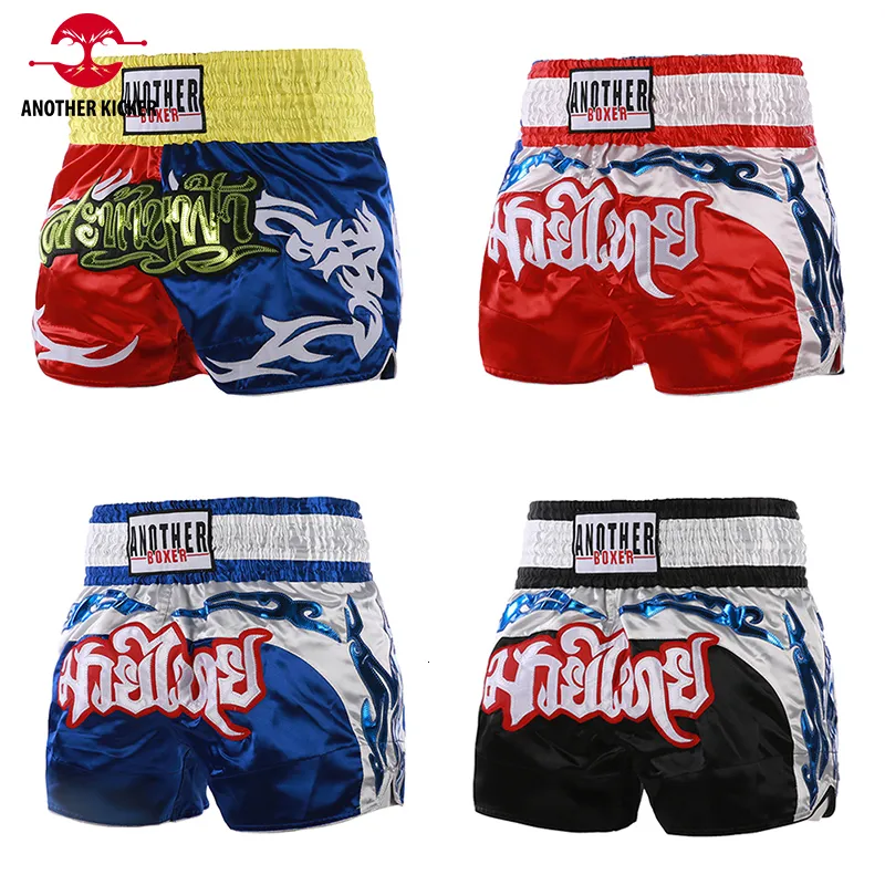 Pantaloncini da uomo Corti Kickboxing Raso Poliestere Pantaloncini Muay Thai Fighting Kick Boxing Pantaloni Uomo Donna Bambini Combattimento Grappling Abbigliamento MMA 230711