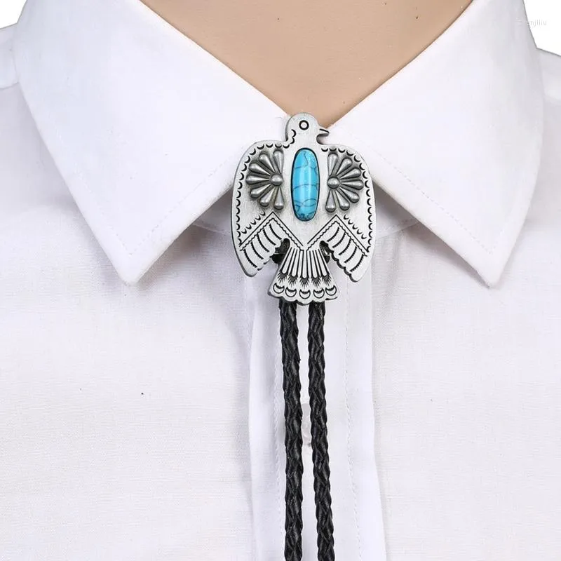 Yay bağları Turkuaz Bolo Tie Yetişkin unisex cowboy kravat kostüm aksesuarları boyun kadınlar erkek mücevher damlası