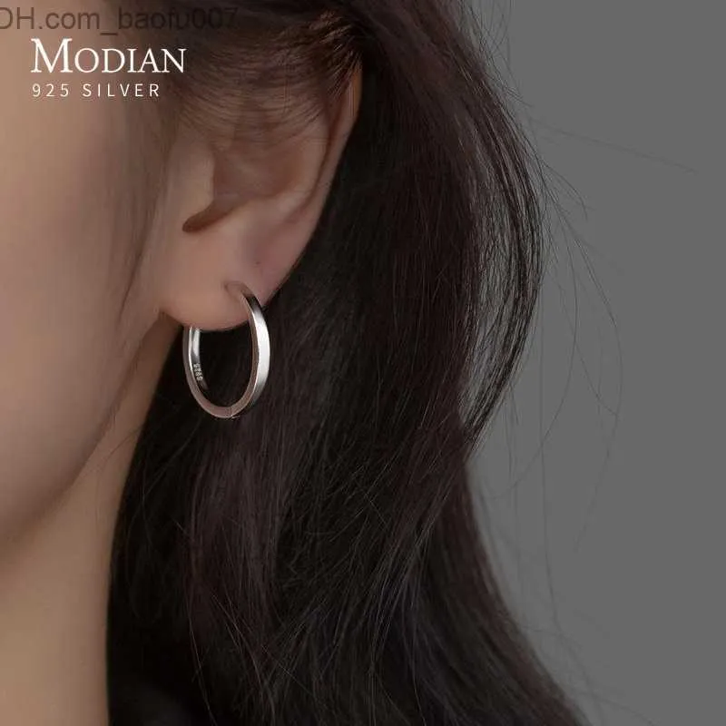 Breloque Modian solide 925 argent Sterling 2CM lisse minimalisme Simple boucles d'oreilles ensemble boucles d'oreilles Z230713