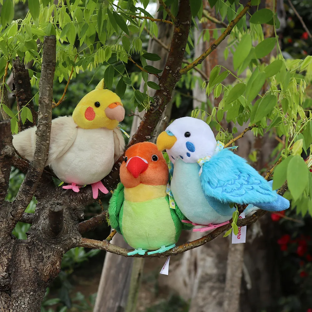 Plush Dolls 5.5" Cute Cockatiel Plush Toy Real Life Soft Lovebird Budgerigar Budgie Bird Stuffed Animals Toys Gifts For Kids 230711