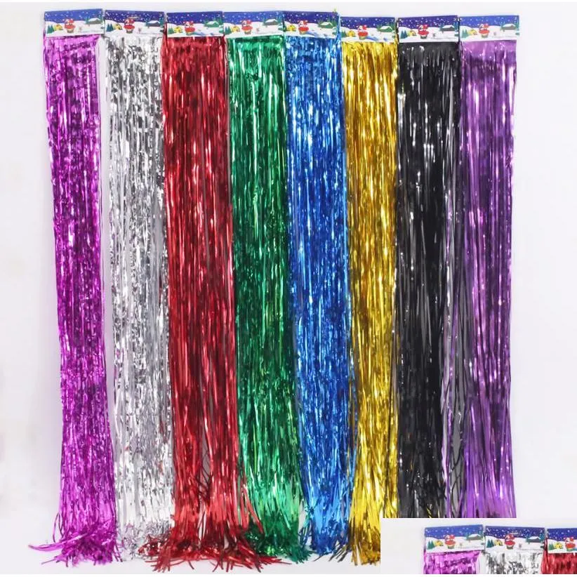 Party Decoratie Klatergoud Fringe Foi Regen Gordijn Achtergrond Metallic Laser Gordijnen Po Booth Diy Decoraties 100X18Cm Drop deli Dhibu