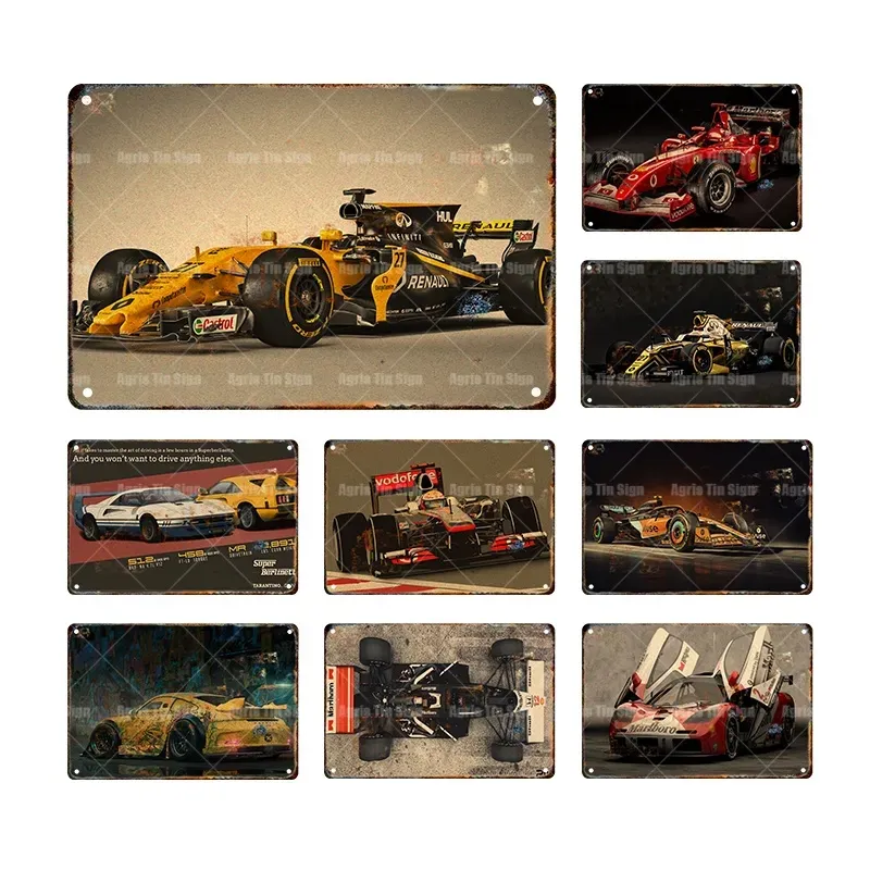 Gepersonaliseerde Racing Car Metal Poster Vintage Sports Cars Metal Signs Famous Cars Tin Sign Rero Wall Decor voor Garage Club Man Cave Cadeau voor autoliefhebbers w01