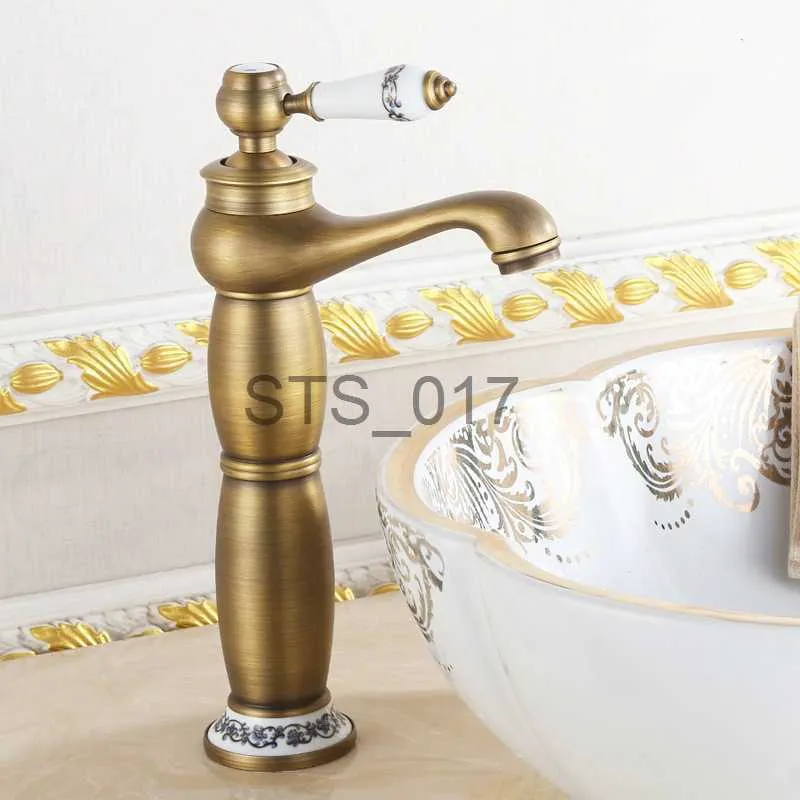 Kitchen Faucets Bathroom Faucet Antique Bronze Finish Brass Basin Sink Solid Brass Faucets Single Handle Water Hot cold c Mixer Taps Bath Crane x0712