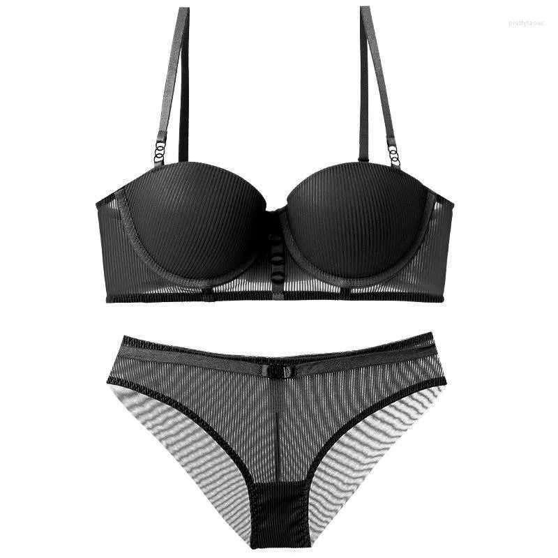 Womens Gathered Underwear Bra And Brief Set Back With Side Breast Support  Thick And Thin Lingerie With Adjustable Fit And No Trace From Prettyfaces,  $16.09