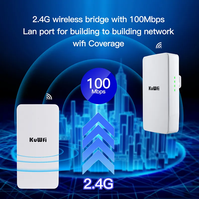 KuWFi 300Mbps Point d'accès WiFi Repeteur Antenne WiFi Exterieur, Antenne  WiFi Longue Portée Pont WiFi Ethernet Haut Débit, 2.4G Longue Portée  Jusqu'à 1KM CPE avec Ports Ethernet, PTP/PTMP, 2PCS : :  Informatique