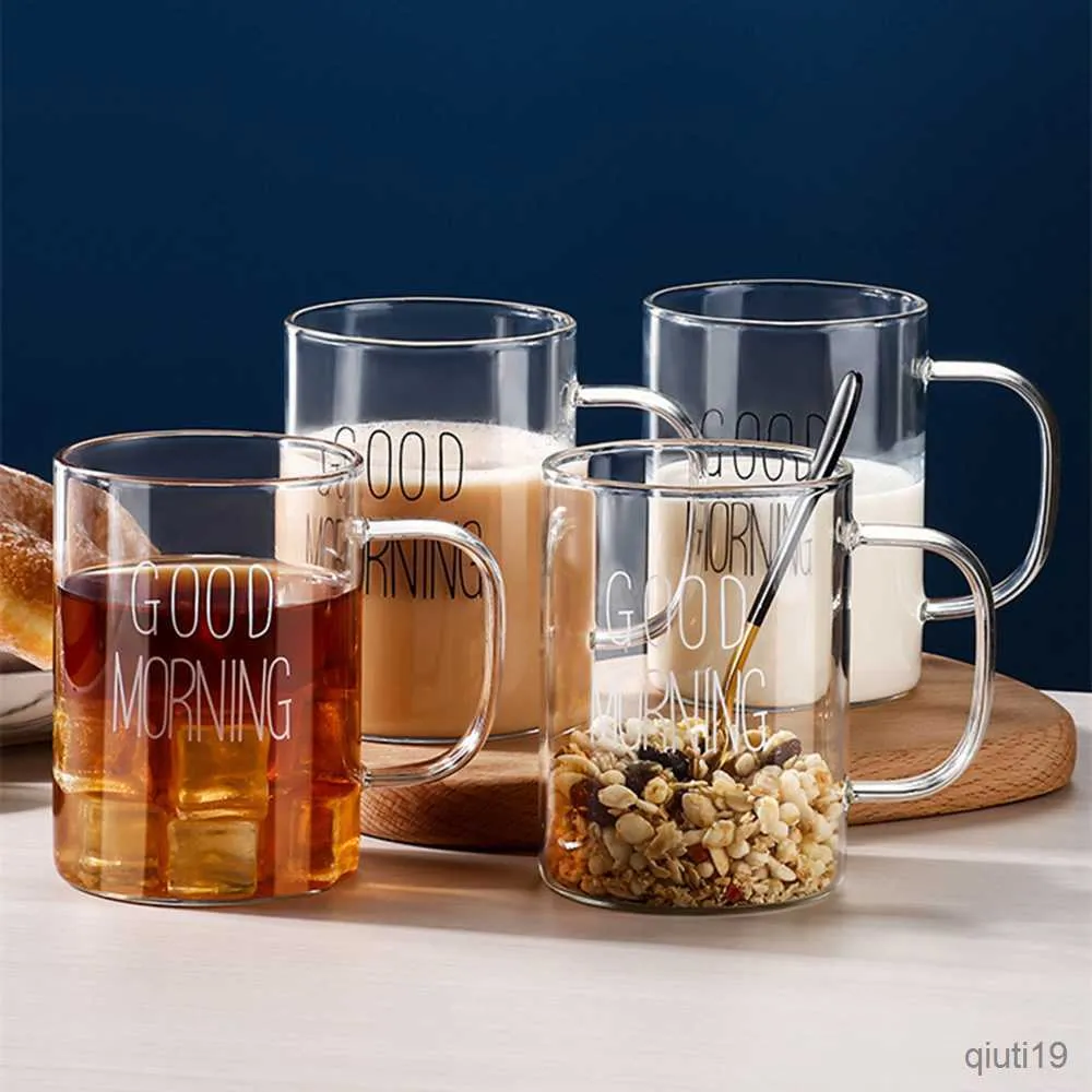 Canecas Carta Impresso Criativo Copo de Café Caneca de Chá Bebidas Sobremesa Café da Manhã Copo de Leite Canecas de Vidro Lidar com Drinkware Fornecimento Doméstico R230712