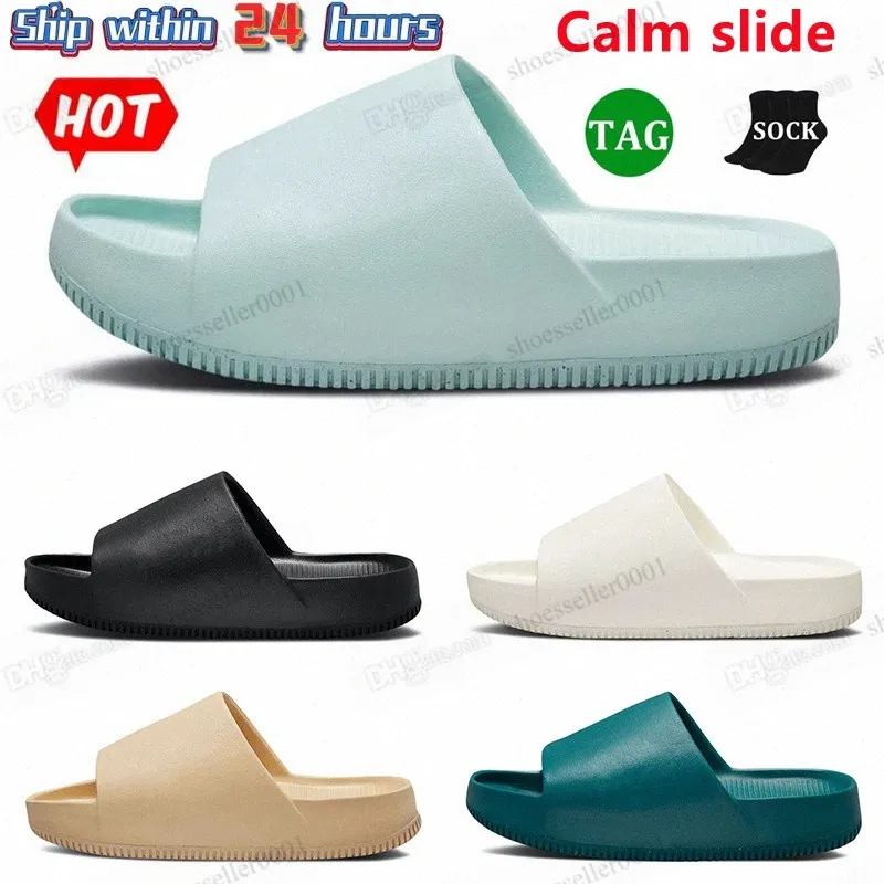 Calm slide Designerskie sandały kapcie dla mężczyzn kobiety klapki Black Sail Geode Teal Jade Ice Sesame damskie męskie sandały pantofel 36-45 T2oP#