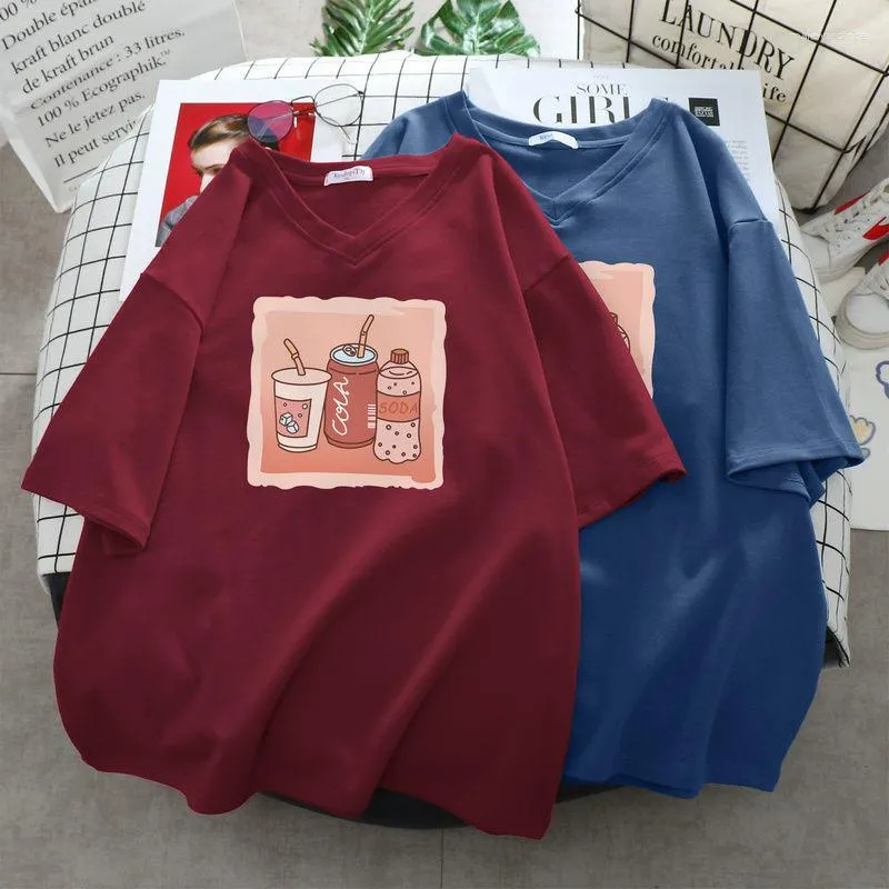 여자 T 셔츠 대형 크기 6xL 150kg 여름 여성면 짧은 소매 셔츠 만화 탑 Tshirts 캐주얼 큰