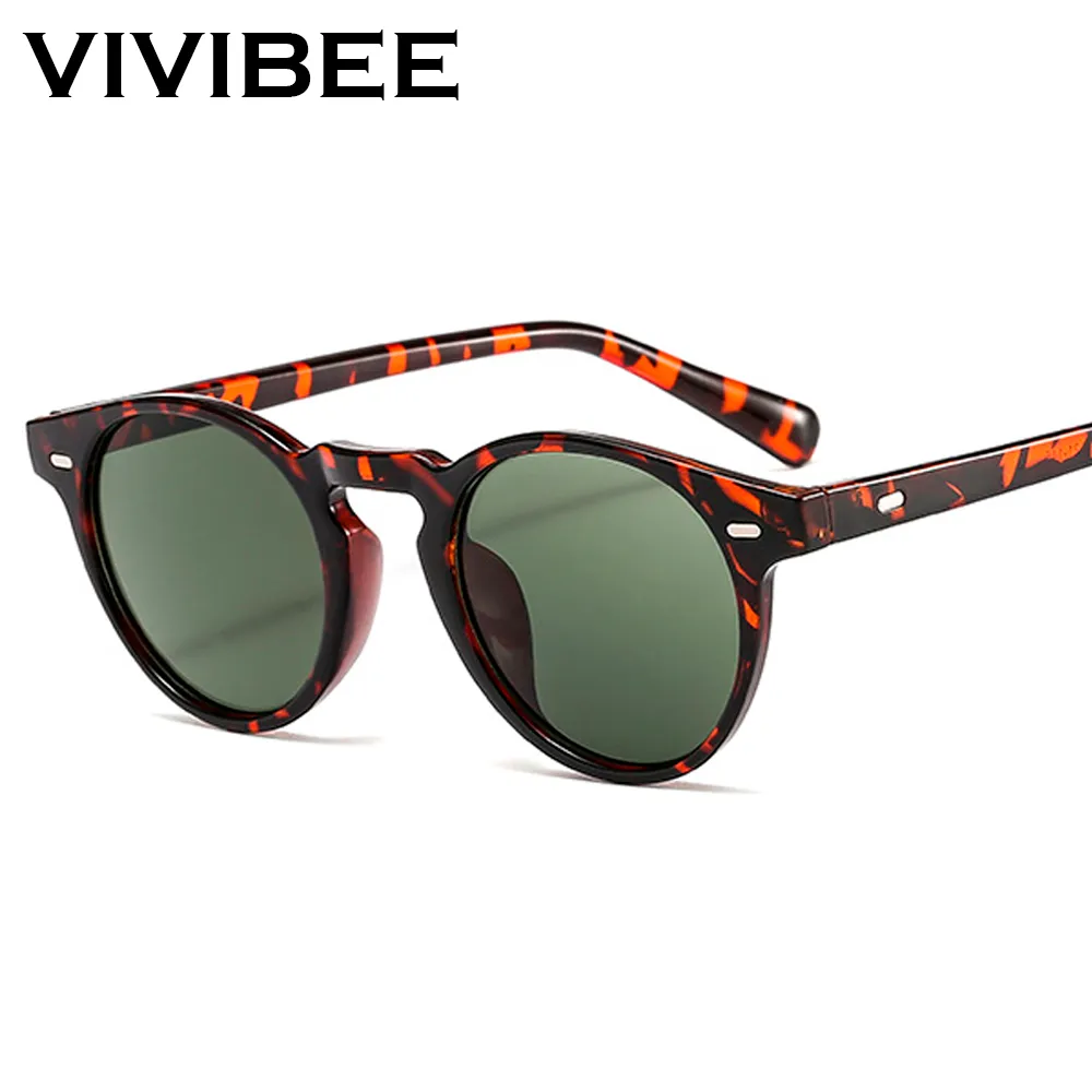 VIVIBEE Retro Masculino Quadrado Óculos de Sol Vintage UV400 Armação Leopardo Feminino 2022 Antirreflexo Marca Designer Óculos de Verão