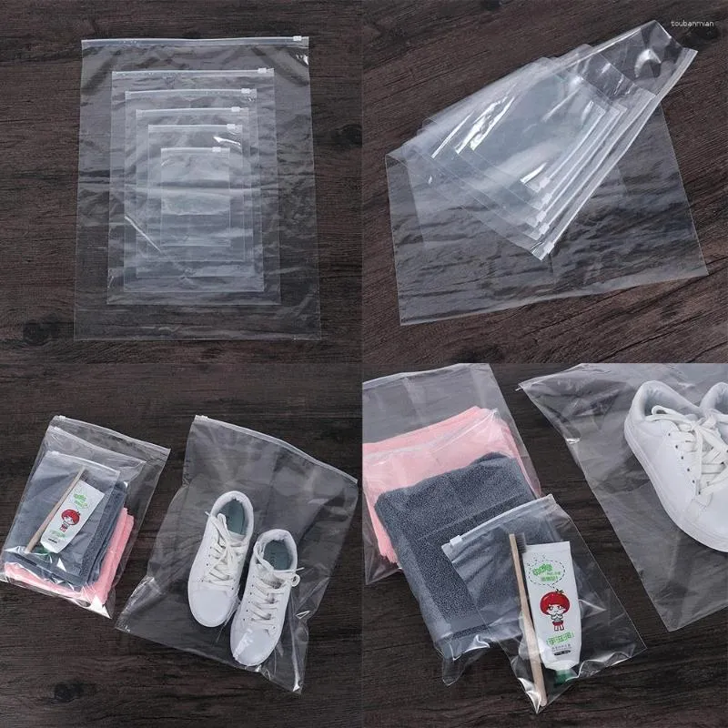 Storage Bags 5PCS 35 45 Transparent Plastic Package Cloth Travel Pouch Portable Zipper Lock Self Seal Organizer Waterproof Bag