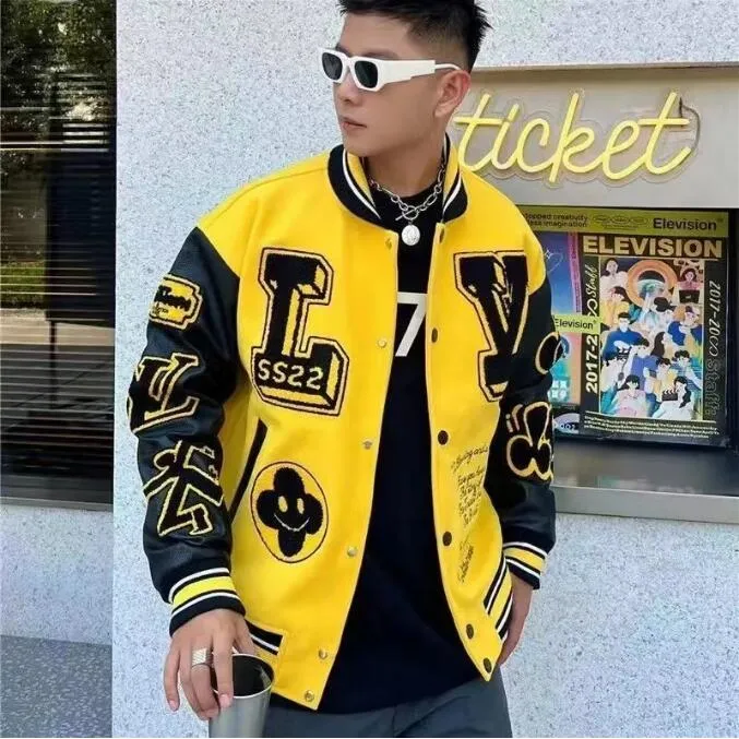 2024 Herren-Designer-Baumwollmantel, Baseballjacke, Windjacke, Windschutz, Varsity, Lightning, Buchstabennaht, einreihig, Farbblock, Stehkragen, Bomber, Hai, K2