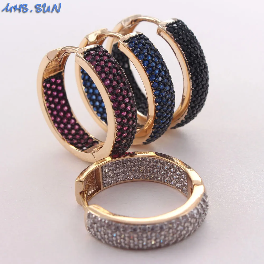 Stud MHS.SUN est Luxury Women Cubic Zircon Jewelry Orecchini CZ Stones Orecchini a cerchio in cristallo colorato per gioielli femminili regalo 1 paio 230711