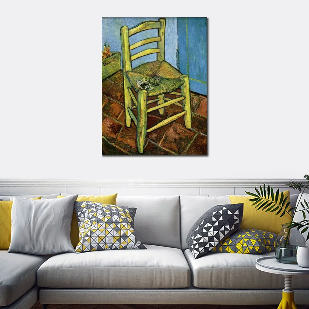 Haute qualité Vincent Van Gogh peinture à l'huile Reproduction chaise avec tuyau à la main toile Art paysage décor à la maison pour chambre