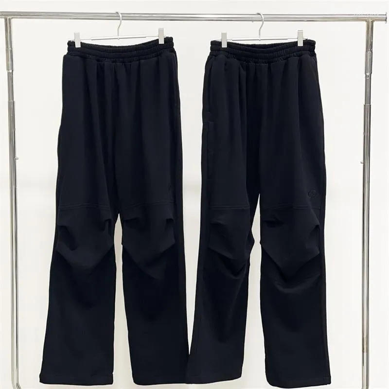 Pantaloni da uomo Retro Black FAR.ARCHIVE Uomo Donna 1: 1 Pantaloni della tuta in tessuto pesante di alta qualità Pantaloni con pieghe ricamate con etichetta piccola