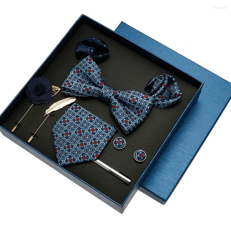 Bow ties man bowtie butterfly for men silk tie and pocket square sets brooch cufflinks 클립 액세서리 웨딩 넥타이 선물