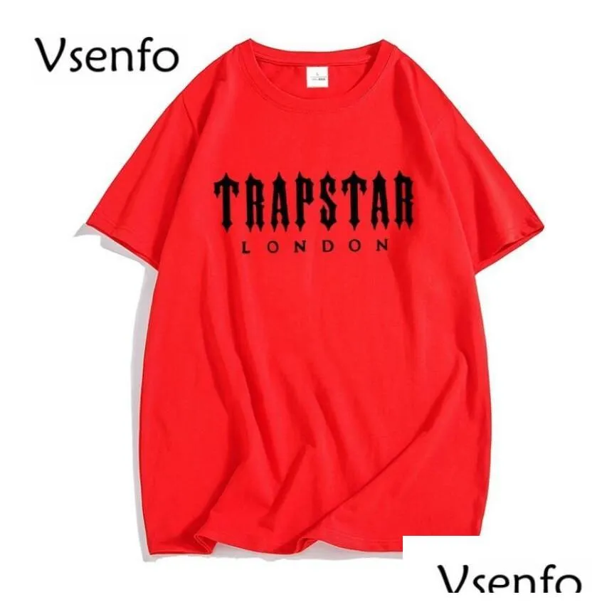 Męskie koszulki koszulki 2022 Trapstar T Shirt projektant mężczyźni kobiety hip-hopowy top T-shirt z nadrukiem letnia moda czarny Sportswea Dh5Al