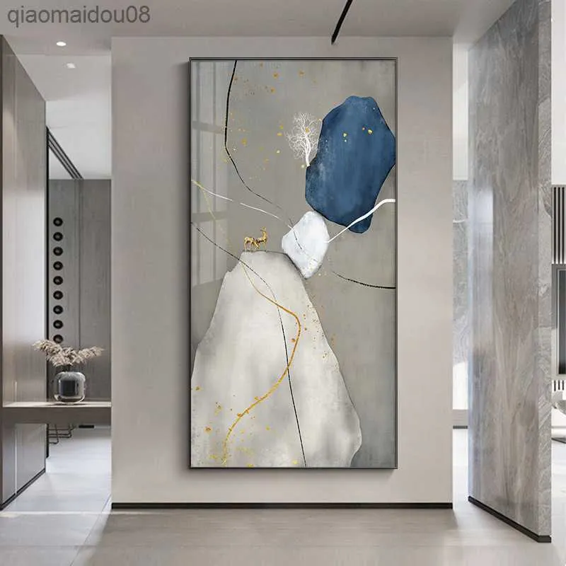 Blue Stone Combination Marble Nordic Abstract Modern Print Painting Wall Art Picture Poster Canvas Hotel Living Room Home Decor L230704