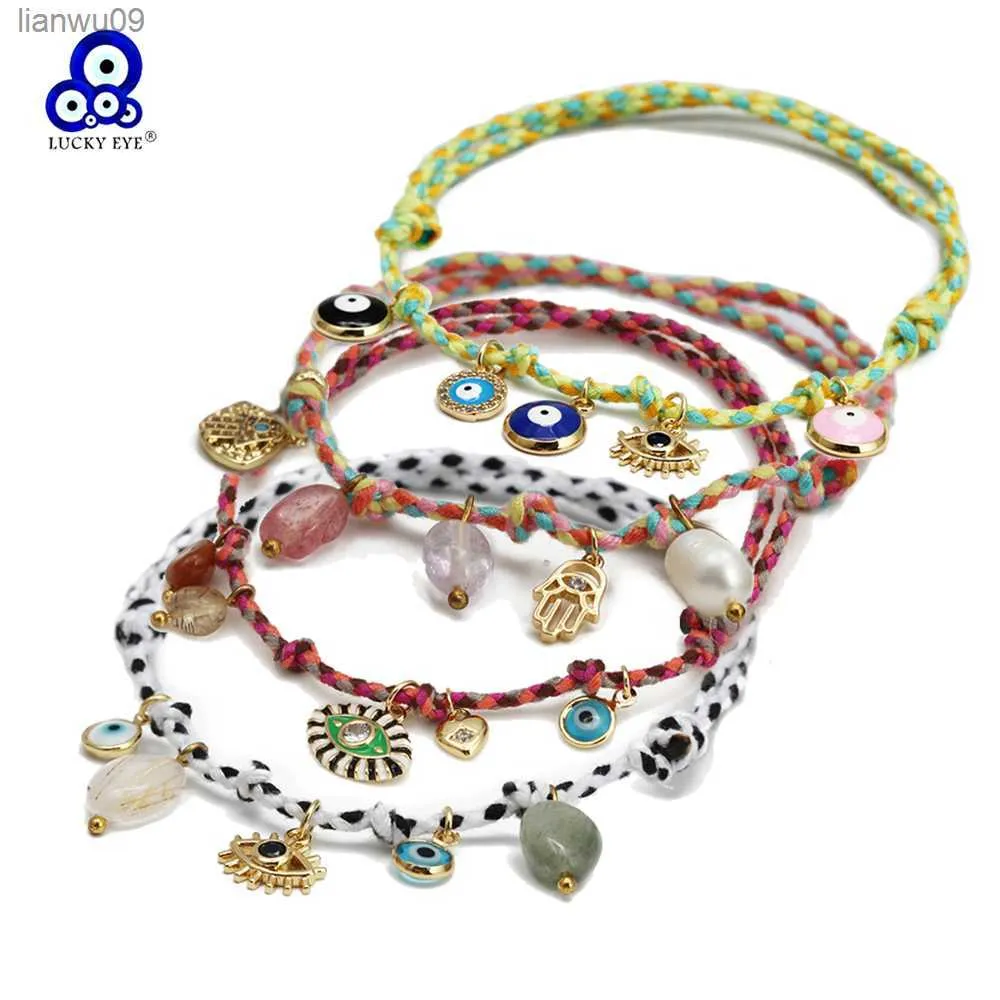 Lucky Eye Coloré Tressé Bracelet Corde Réglable Turc Evil Eye Charme Gland Bracelet pour Femmes Filles Hommes Bijoux BE1010 L230704