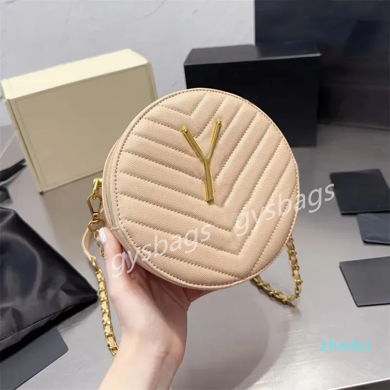 2023 Dames mini cirkeltassen designer tas circulaire crossbody tas schouderketting portemonnee mode crossbody leer gouden letter