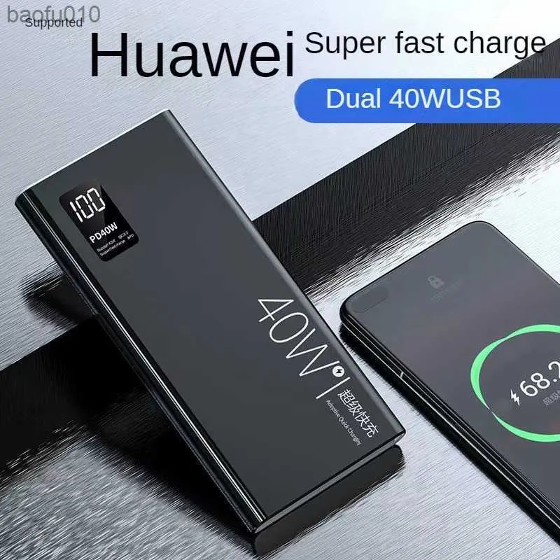 40W charge rapide 20000 mAh Power Bank chargeur portable affichage numérique batterie externe lampe de poche pour iPhone Samsung powerbank L230712