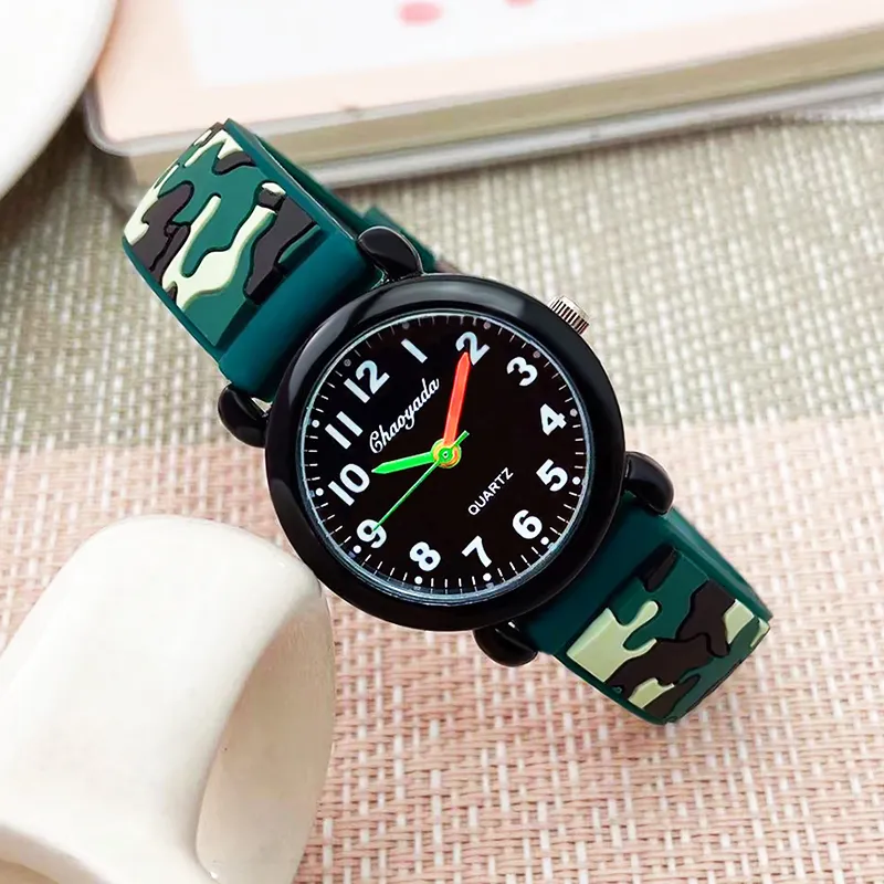 Relojes de pulsera verano niños niñas moda camuflaje correa de silicona relojes de cuarzo niños niños estudiantes digitales frescos relojes impermeables 230712