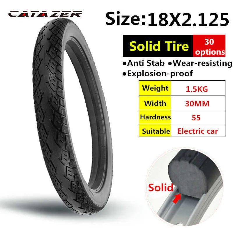 Cykeldäck 18 Tum 18*2.125 Electrci Bil Solid Tire Anti Stab Motorcykel Batteri Bil Eldäck Cykeldäck 18 X 2.125 Tubeless Tire HKD230712