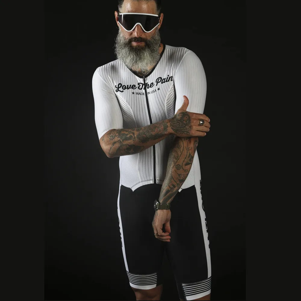 Zestawy koszulek rowerowych Love The Pain Męskie kombinezony rowerowe Triathlon Speedsuit Trisuit Krótki rękaw Speedsuit Maillot Ciclismo Odzież do biegania Running 230712