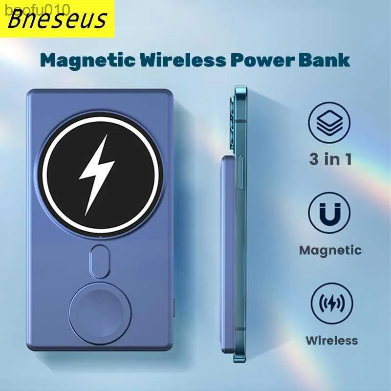 3 w 1 Macsafe Power Bank 15W magnetyczna bezprzewodowa szybka ładowarka do iPhone 12 13 14 AirPods Apple iWatch zewnętrzna bateria pomocnicza L230712