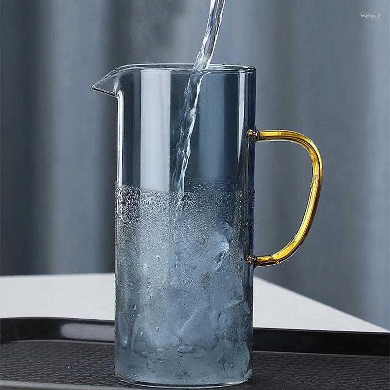 Bouteilles d'eau créative verre épaissi bouilloire froide jus de ménage avec couvercle filtre Style nordique haute théière en borosilicate tasse ensemble cadeau