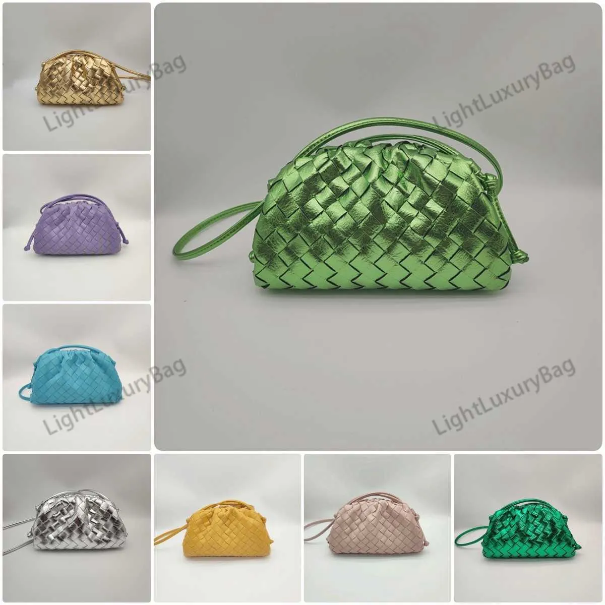 Diseñador Mini Clutch Cuero de oveja premium Intrecciato Nube tejida Fashio Gril Gama completa de colores Bolsa de fiesta en tres tamaños