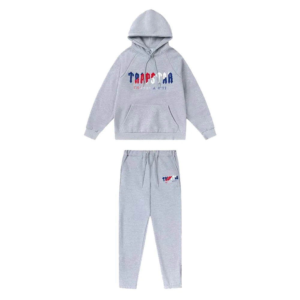 Felpa con cappuccio da uomo Trapstar Set tuta Designer Lettera ricamata Nero Bianco Grigio Arcobaleno Colore Sport estivi Moda Cordoncino di cotone Top Manica corta Taglia S M L Xl